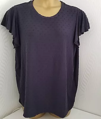 Buy Size 22 Navy DOT Dobby Angel Sleeve T-shirt M&S COLLECTION   - Slimming   - NWT  • 15.99£