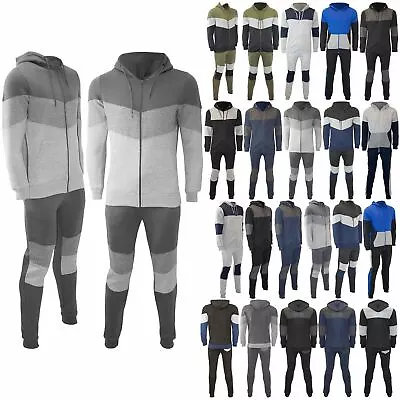 Buy Mens Fleece Sweatshirt Pocket Contrast Panel Hooded Running Sports Tracksuit Set • 15.49£