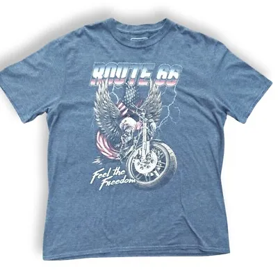 Buy Route 66 T Shirt - Mens XL - Harley American Motorbike - Blue - Feel The Freedom • 8.50£
