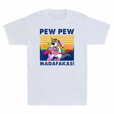 Buy Pew Funny Madafakas Men's Cotton T-Shirt Unicorn Pew Madafakas Vintage PewPewPew • 13.98£