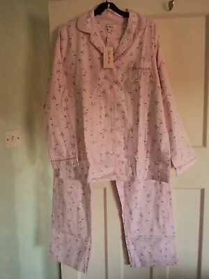 Buy Ladies Floral Brushed Cotton Pyjamas In 2 Colours And 4 Sizes • 16£