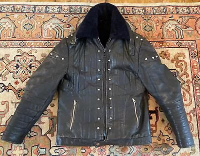 Buy Vintage 1970's Black Leather Motorcycle Jacket Mod Punk Studded Lined Unisex • 89.99£
