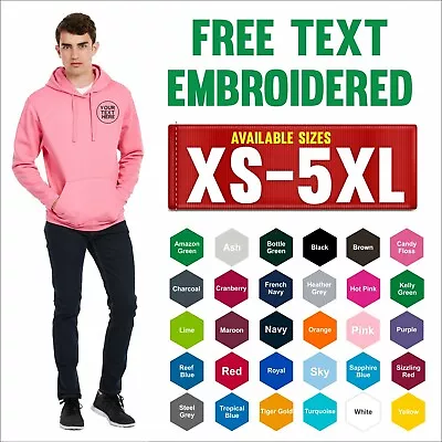 Buy Personalised Custom Embroidered Uneek Deluxe Hooded Sweatshirt Mens Pullover TOP • 16.39£