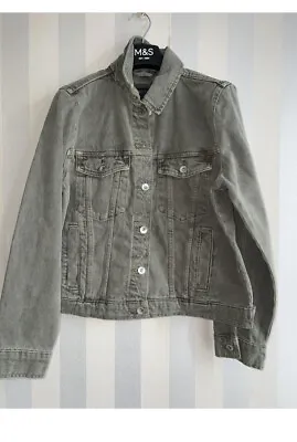 Buy M&S Womens Khaki Green Pure Cotton Denim Jacket Jean Jacket Sz 8 10 12 16 18 20 • 24.99£