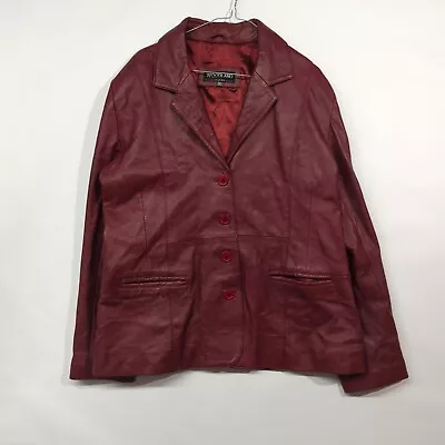 Buy Woodland Red Leather Jacket Womens Uk 20 • 39.99£