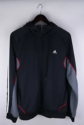 Buy Adidas Climalite Men Track Hoodie Jacket Activewear Full Zip Black Size L • 22.03£