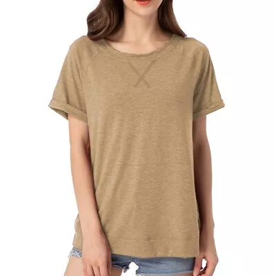 Buy Women's Raglan T-Shirt, Short Sleeve Crewneck Loose Fit Tee For Women Size XXL • 11.06£