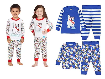 Buy Frosty Snowman X Mas Print Boys Girl Cotton 2pc Christmas T Shirt Pyjama PJ Set • 7.99£