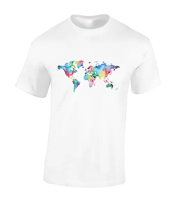 Buy Watercolour World Map Mens T Shirt Banksy Cool Fashion Casual Retro Top • 9.99£