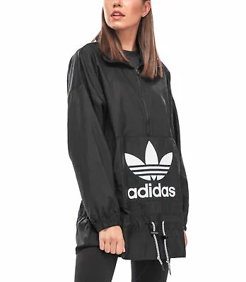 Buy Adidas Originals Women's Oversized Windbreaker Trefoil Logo Wind Jacket Coat • 45£