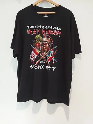 Buy Iron Maiden T-Shirt The Book Of Souls Stoke City 2016 Rare T Shirt Men Size XL • 16.31£