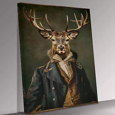 Buy Stag Animal As Human In Clothes  Canvas Wall Art Picture Print Ready To Hang • 32.98£