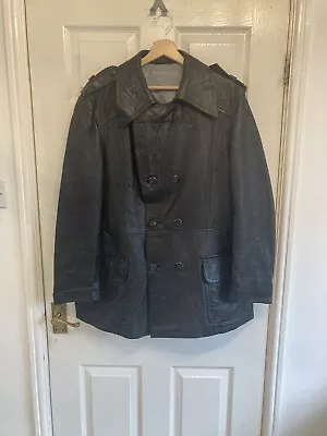 Buy Vintage Leather Military Trench Coat Jacket  44” J209 • 59£
