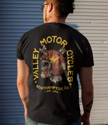 Buy Valley Motorcycles Zombie T-Shirt (Biker Bobber Chopper Cafe Racer Skull) • 19.95£