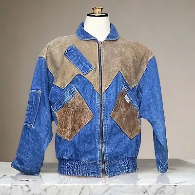 Buy Vintage GUESS Denim & Leather Jacket By Georges Marciano 1983 • 75£