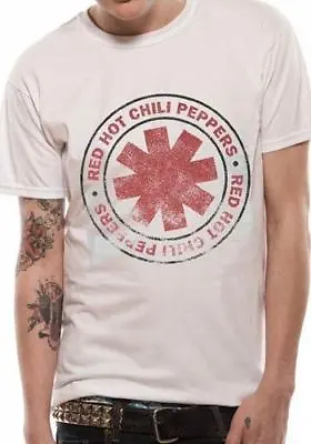 Buy Red Hot Chili Peppers T Shirt Vintage Distressed Logo Official White Mens Merch • 14.94£