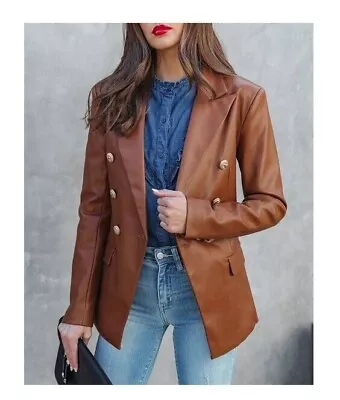 Buy Women Kim Kardashian Blazer Coat Jacket Golden Button Closer Double Breasted • 23.22£