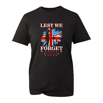 Buy Lest We Forget Union Flag T-Shirt British Armed Force Remembrance Day Unisex Top • 8.99£