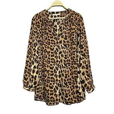 Buy Daniel Rainn Blouse Women Size 1X Leopard Cheetah Animal Snake Skin Gothic Vneck • 19.88£