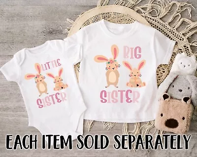 Buy Bunny Big Sister Little Sister T-Shirt Themed Kids Baby Grow Set Outfits • 9.95£
