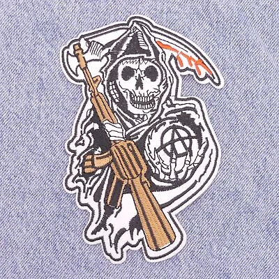Buy Sons Of Anarchy SAMCRO Reaper Logo Crest Iron On Patch Brand New Sew On Patch • 2.95£