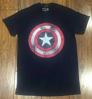 Buy Marvel - Captain America - Shield - T-Shirt - Navy Blue • 4.99£