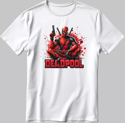 Buy Deadpool Marvel Avengers Short Sleeve White-Black Men's / Women's N617 • 11£