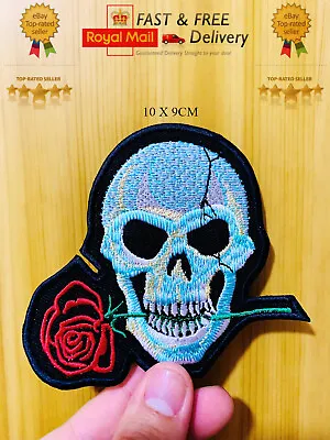 Buy Biker Patch Skull Rose Embroidered Sew/Iron On Patch Badge Transfer Jacket N-13 • 1.49£