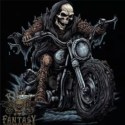 Buy Skull Biker Motorcycle Motorbike Grim Reaper 28 Mens T-Shirt 100% Cotton • 10.75£