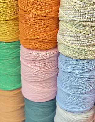 Buy 42 Colours 5mm Braided Cotton Cord  Macrame Hoody Laces MADE IN UK • 3.27£