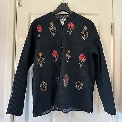 Buy ORVIS Size L Black Floral Reversible Jacket NWOT Women Ladies • 39.99£