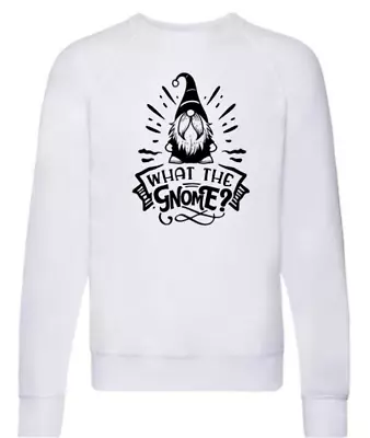 Buy What The Gnome White Jumper Sweatshirt Ladies Funny Xmas Jumper Women's UK S-2xl • 17.49£