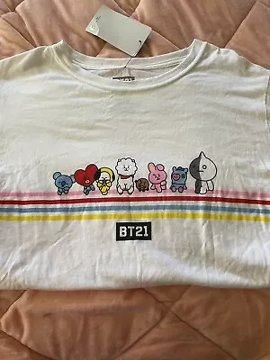 Buy BT21 Line Friends Characters White T-Shirt  XL • 23.62£