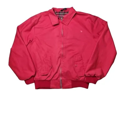 Buy Made In England Red Harrington Jacket Check Lining Size Small • 18£