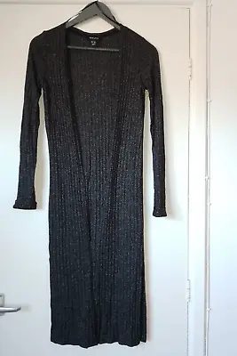Buy New Look Black Flex Ribbed Full Body Long Line Cardigan L/S Size S Layers • 8£