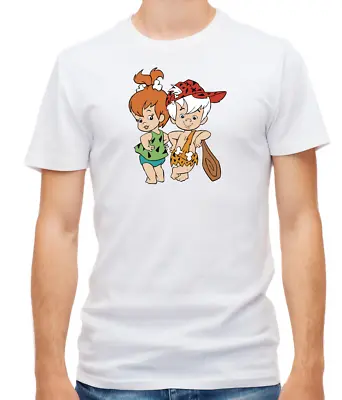 Buy The Flintstones Characters White / Black Short Sleeve Men T Shirt L019 • 9.51£