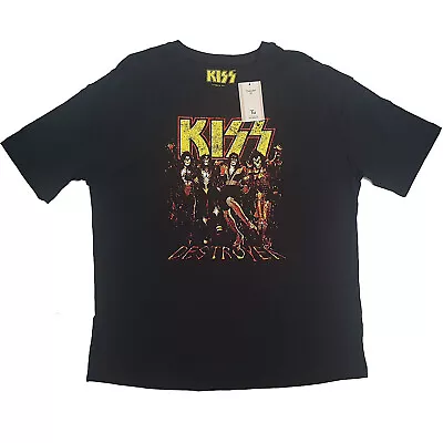 Buy Kiss Destroyer Album Cover T-Shirt Band Black Oversized Sainsburys Tu UK 10 12 • 13.99£