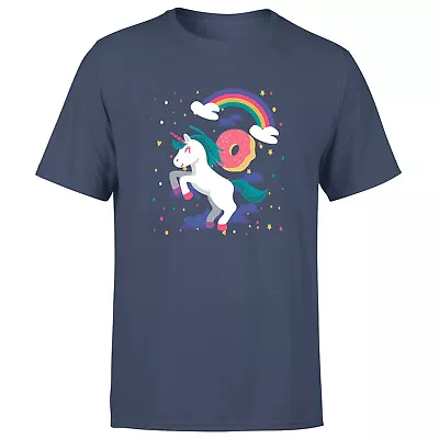 Buy Unicorn And Doughnut Rainbow Unisex T Shirt Graphic Tee Top. • 11.99£
