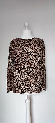 Buy LANDS' END Ladies Size M Relaxed Fit Tan/Black Animal Print Long Sleeved T-Shirt • 8£