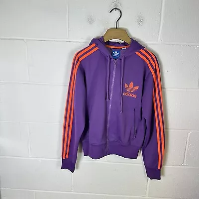 Buy Adidas Hoodie Mens Small Purple Orange Firebird Trefoil Zip Up Striped Y2K 00s • 28.95£