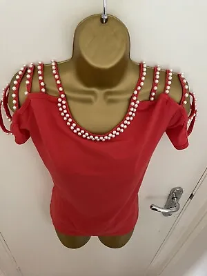 Buy Elegant T Shirt With Pearls  IT FITS SIZE UK 12/14 • 6.50£