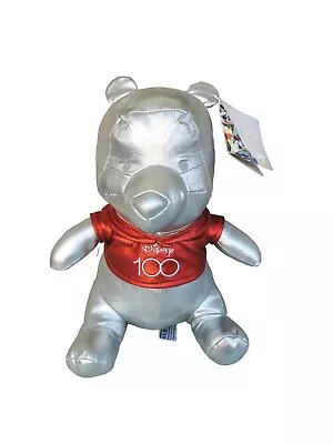 Buy Silver Winnie The Pooh 100 Years Of Wonder Silver Plush Tag Red T-Shirt Disney • 9.99£
