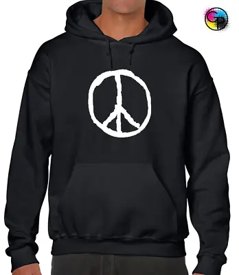 Buy Retro Peace Sign Hoody Hoodie Cnd Logo Hippy Vintage Grunge • 16.99£