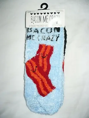 Buy Micro Velour Women's Low Cut Cozy Socks 2 Pair Shoe Size 4-10 Bacon Me Crazy • 11.26£