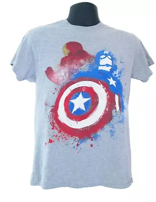 Buy Captain America Civil War Iron Man And Cap Marvel Comics Graphic T-Shirt Size M • 9.90£
