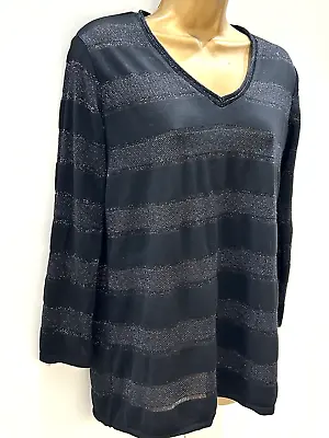Buy George Silver Metallic Sparkle Knit Jumper Relax Tunic Sweater Plus Size 16 Mint • 5.99£