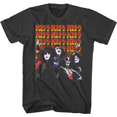 Buy Kiss Logo Repeat Ace Frehley Peter Chris Men's T Shirt Metal Music Merch • 40.90£