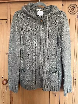 Buy Fat Face Green Cable Knit Hoody Jacket Zip Cardigan 12 • 0.99£