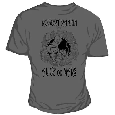 Buy Genki Robert Rankin Alice On Mars & Cheshire Cat Wonderland Grey Fitted Tshirt • 6.99£