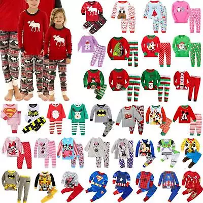 Buy Kids Boys Girls Cartoon Print Sleepwear Outfits Pyjamas Tops+Pants Set Nightwear • 12.16£